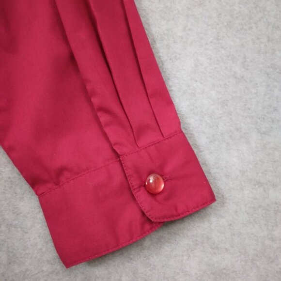 Bob Mackie | Cotton Sequin Shirt Blouse Dark Red Button Front | Size L - Picture 6 of 9